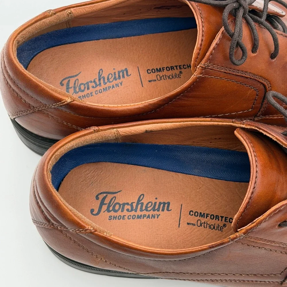 Florsheim Cap Toe Oxford Mens 10D Brown Comfortech Leather Office Ortholite